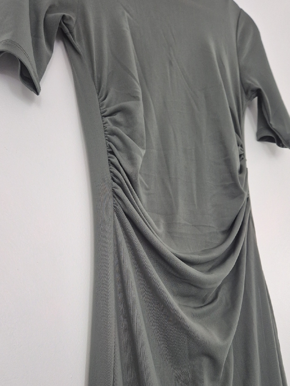 LOFT Olive Ruched Midi Maxi Dress - Picture 3 of 8